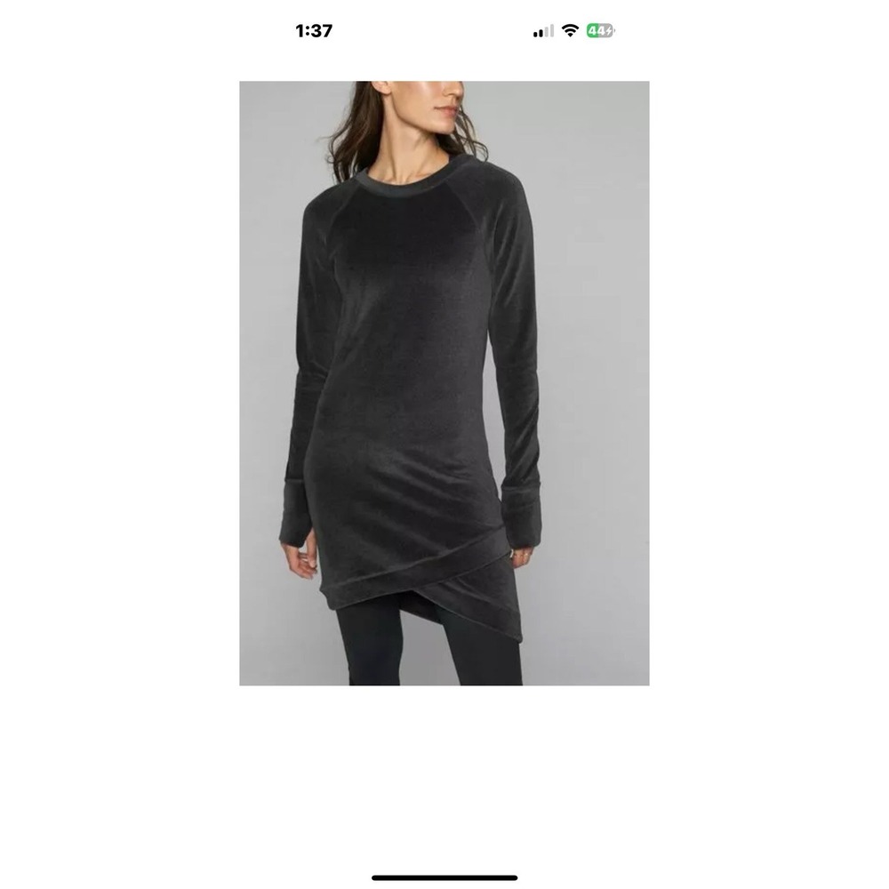 NWT Athleta M Velour Criss Cross Dress Charcoal Gray Quiet Luxury Everyday - Picture 2 of 12